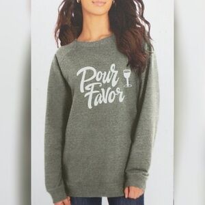 WILDFOX oversized baggy beach jumper Pour Favor statement sweatshirt size L